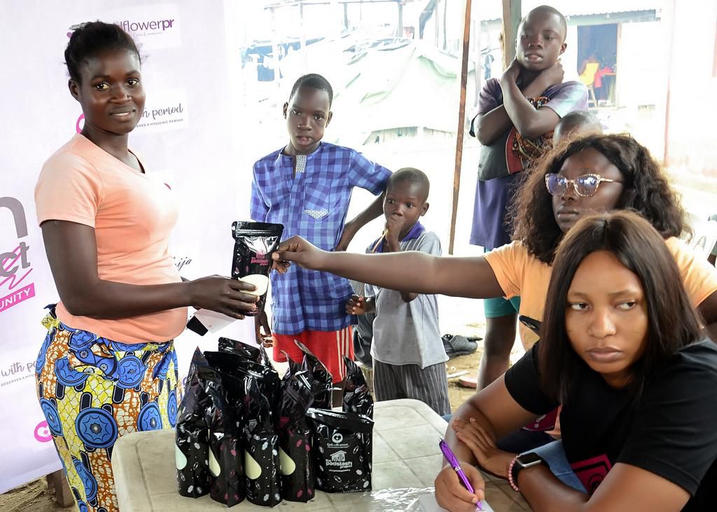 Beneficiary receiving hygiene pack