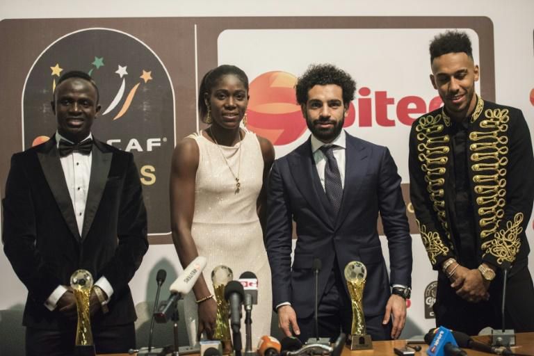 Asisat Oshoala was voted the women's African footballer of the year for a third time in 2017 and shared the stage with the top three in the men's category: winner Mohamed Salah, Sadio Mane and Pierre-Emerick Aubameyang