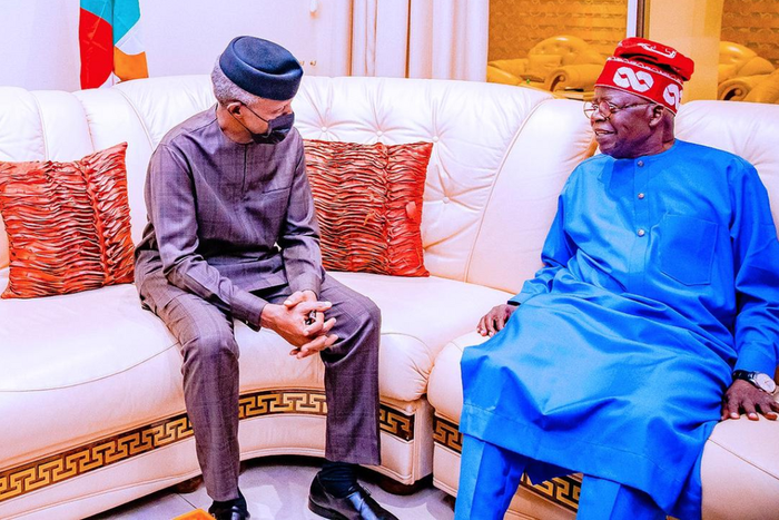 APC presidential aspirant, Asiwaju Bola Tinubu visited Vice President, Yemi Osinbajo at his Abuja residence. [Tolani Ali]