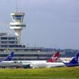 Passenger planes pictured at Murtala Mohammed International Airport in the Nigerian commercial capital Lagos on October 23, 2005