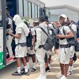 The Ghanaian team boarding their team bus