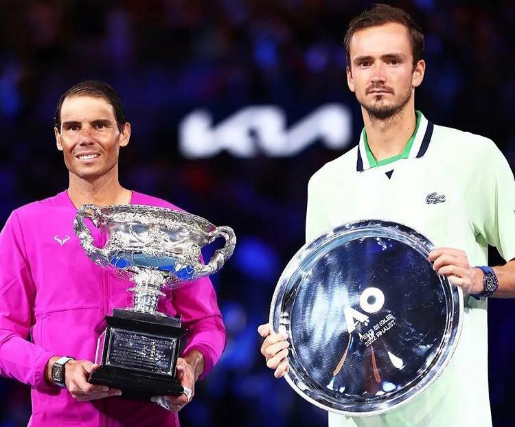 Rafael Nadal came back in epic fashion to win Daniil Medvedev (Right) at the Australian Open final in Melbourne