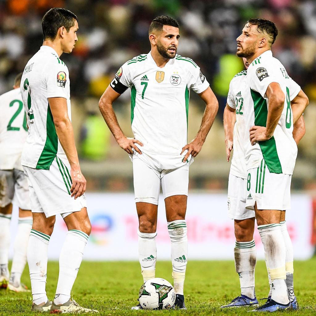Riyad Mahrez and his teammates look dazed after thr defeat to Cote d'Ivoire.