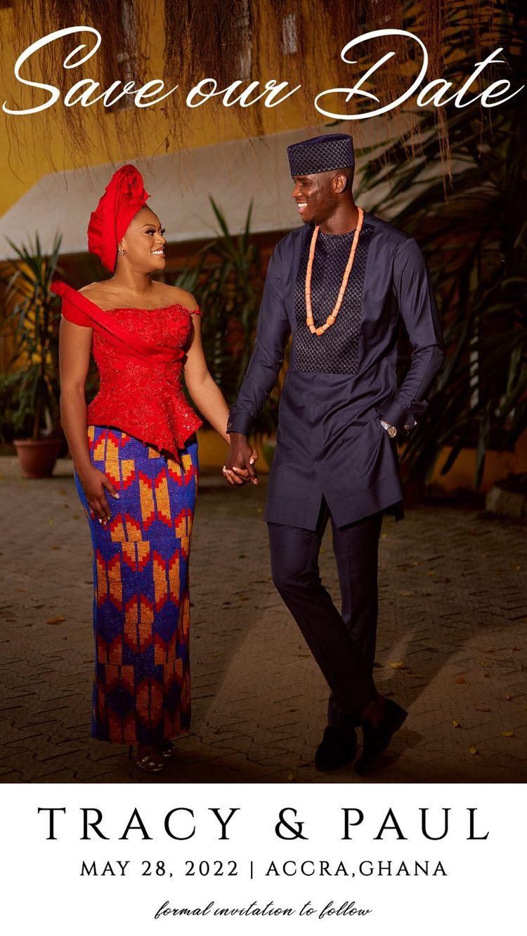 Paul Onuachu and Tracy reveal wedding date in Lagos and Accra [Photos]