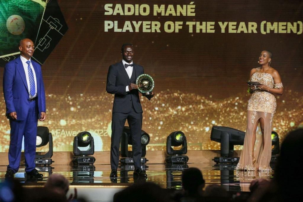 Sadio Mane picking up his second African Player of the Year at the 2022 CAF Awards