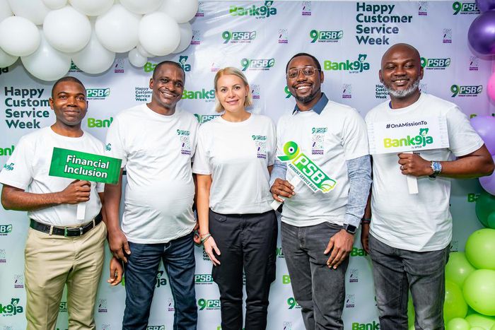 L-R: Head, Information Technology, 9PSB, Gboyega Suleman; Executive Director, Finance and Banking Operations, 9PSB, Nasiru Isyaku; Chief Executive Office, 9 Payment Service Bank, Branka Mracajac; Lead, Customer Service Management, 9PSB, Olusegun Omoloy...