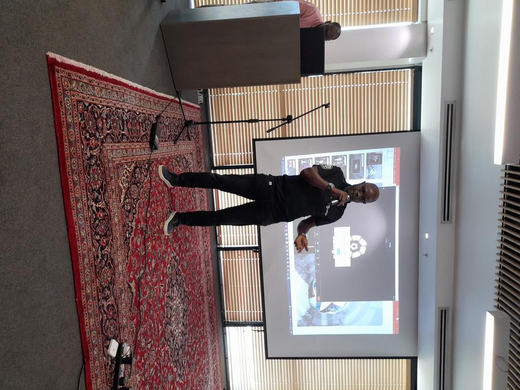 Former Super Eagles star and LaLiga Ambassador, Mutiu Adepoju speaking at the event.