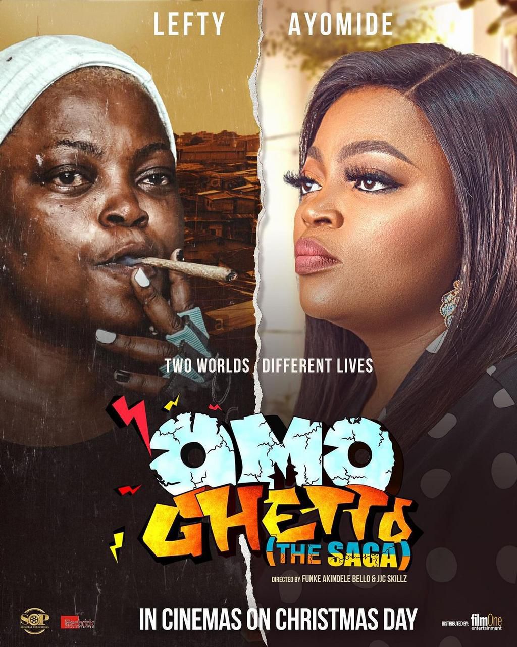 Funke Akindele-Bello plays the dual role of Lefty and Ayomide in 'Omo Ghetto' (The Saga)  [Instagram/funkejenifaakindele]