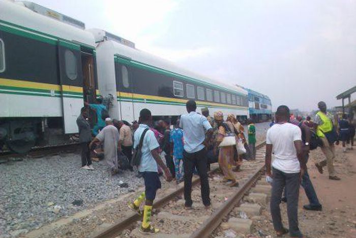 Intending passengers about to board free train ride at Iju station in Lagos on Thursday. [dailytimes]