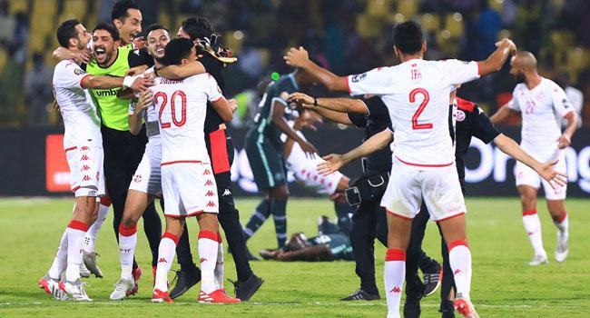 Tunisia Players Celebrating the win over Nigeria