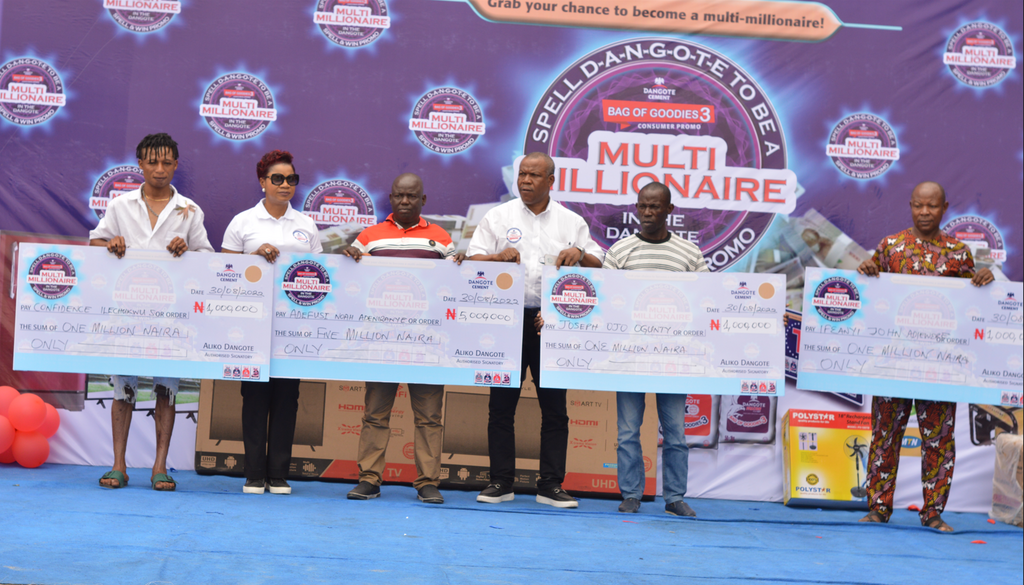 L-R: All The Winners - Mr Confidence Ilechukwu Samuel, National Sales Director Madam Funmi Sanni, Mr Adefusi Adeniranye, Regional Director South-South Region Mr George Okoro, Mr Ogunty Ojo Joseph and Mr Ifeanyi J. Adiewere (Port-Harcourt prize giving p...