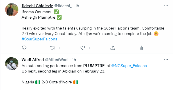 Twitter reactions to Ashleigh Plumptre debut