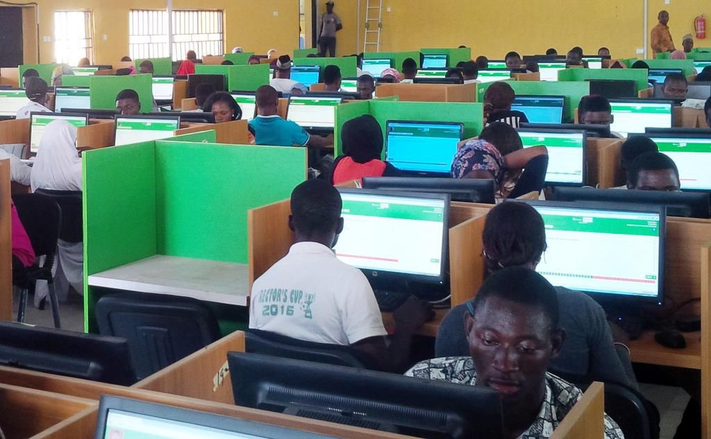JAMB Candidiates in a CBT Centre during registration