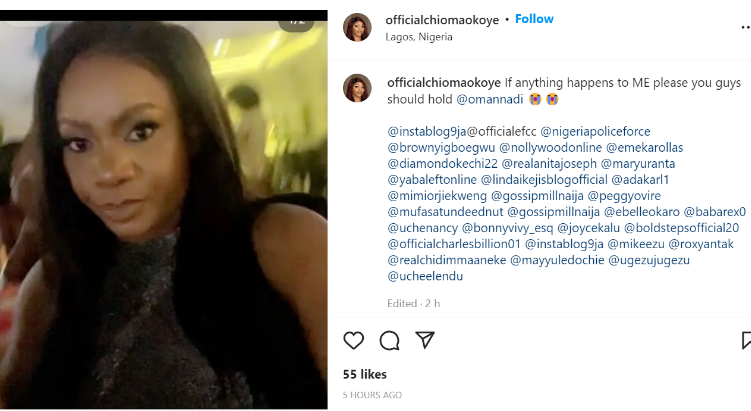 Nollywood actress Chioma Okoye has called out her colleague Oma Nnadi.