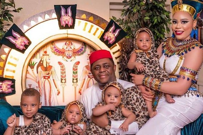 Femi Fani Kayode and his estranged wife Precious Chikwendu with their sons