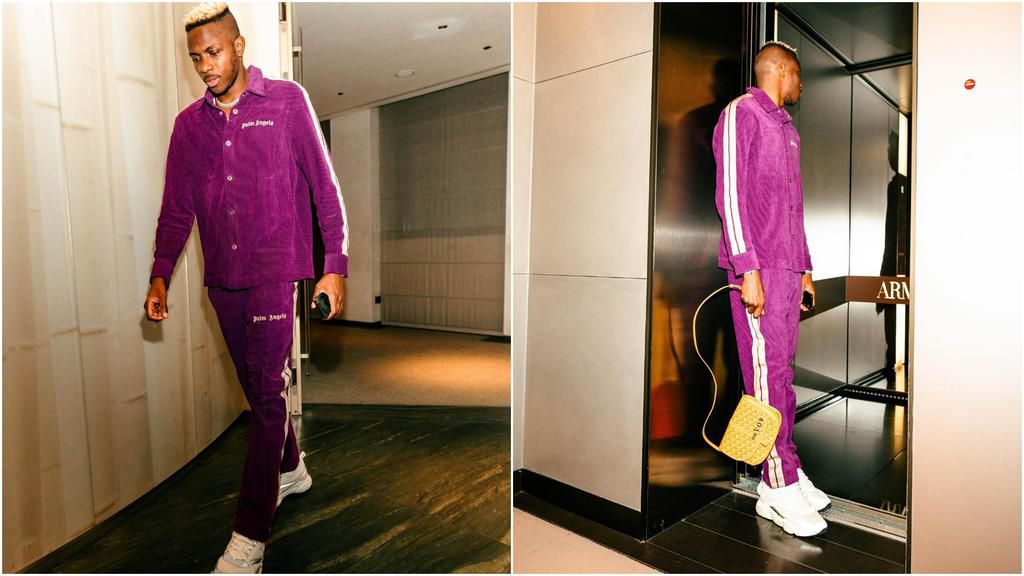 Victor Osimhen rocks purple outfit on social media