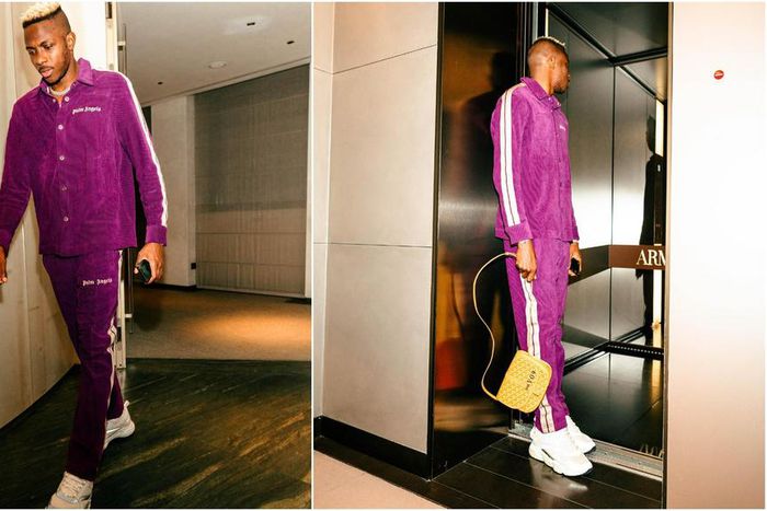 Victor Osimhen rocks purple outfit on social media