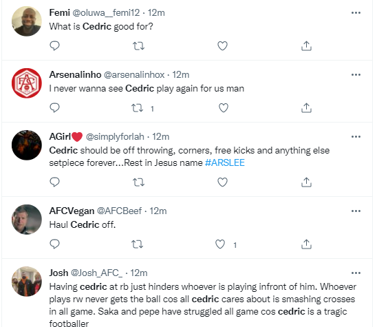 Cedric is under fire for his performance in Arsenal's 2-1 victory against Leeds United