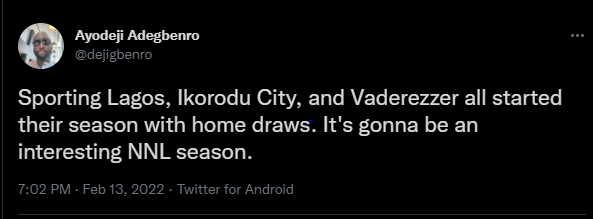 Sporting Lagos Twitter Reactions