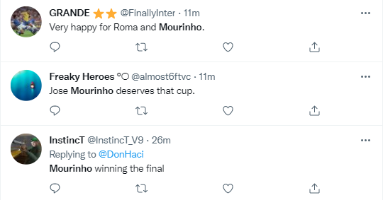 Reactions as Mourinho and Roma book Europa Conference League ticket