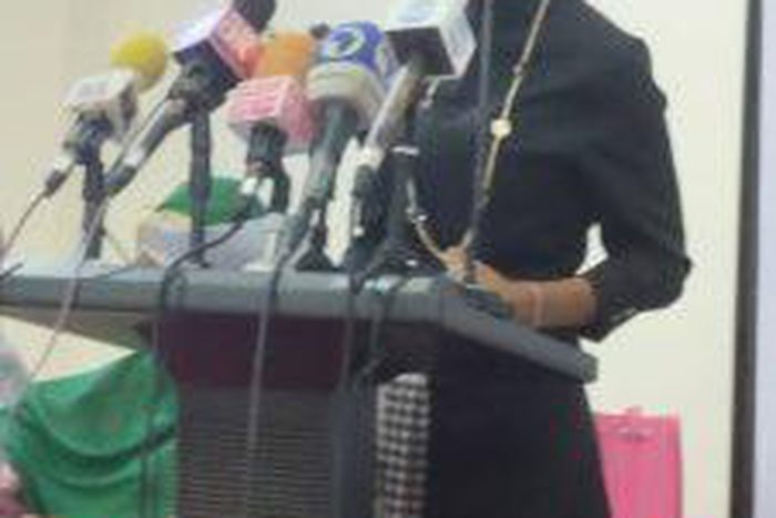 The Executive Director, Gender Mobile Initiative (GMI), Ms Omowumi Ogunrotimi, delivering a speech in a workshop on Anti-sexual Harassment in Educational Institutions in Abuja on Tuesday.