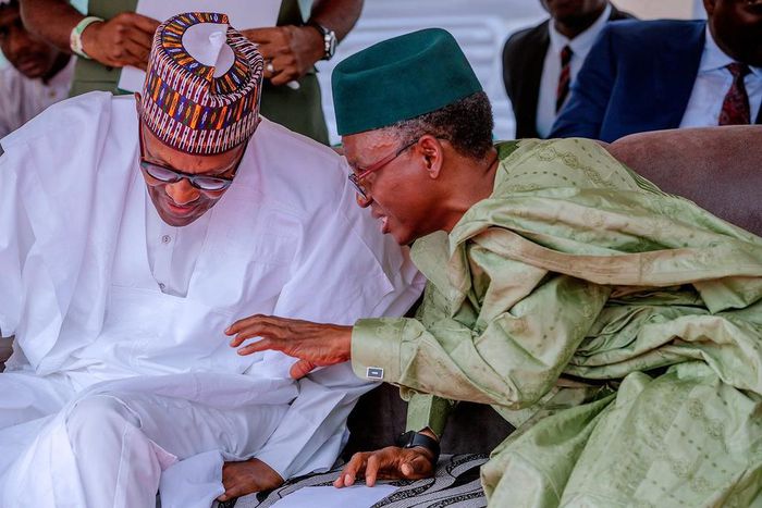 Kaduna State governor, Nasir El-Rufai (right), with President Muhammadu Buhari (left) [Presidency]