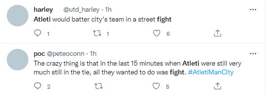 Reactions to fight between Atletico Madrid and Manchester City in the Champions League