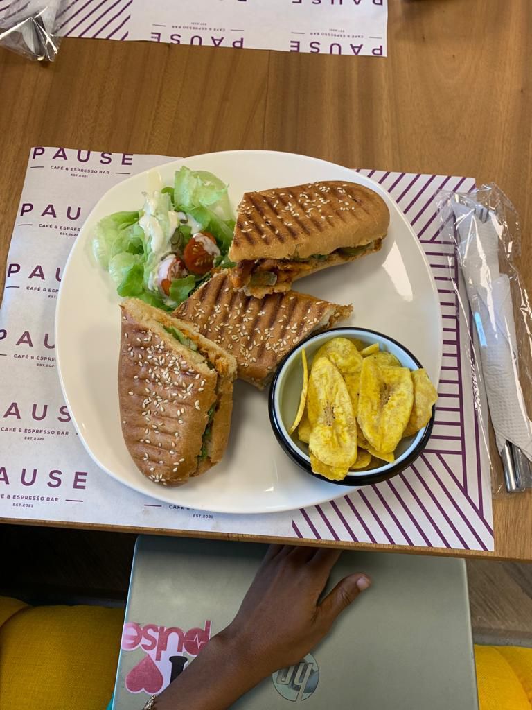 This is a chicken suya sandwich