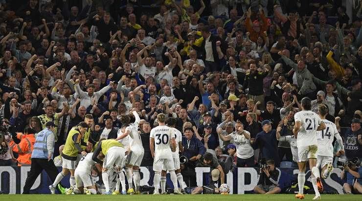 Leeds United celebrate their equalizer