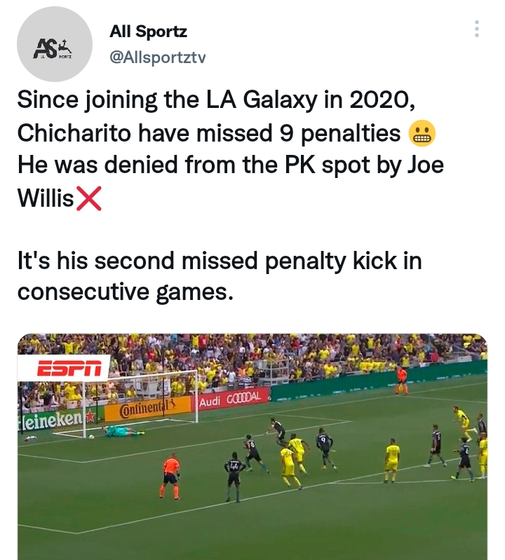 The supporters are tired and want Chicharito to stop taking penalties.