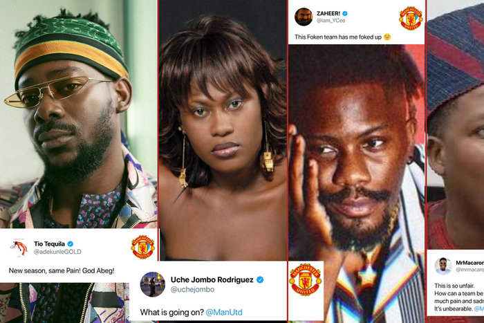 How Nigerian celebrities reacted to Manchester United's dismal loss to Brentford on Saturday in the Premier League