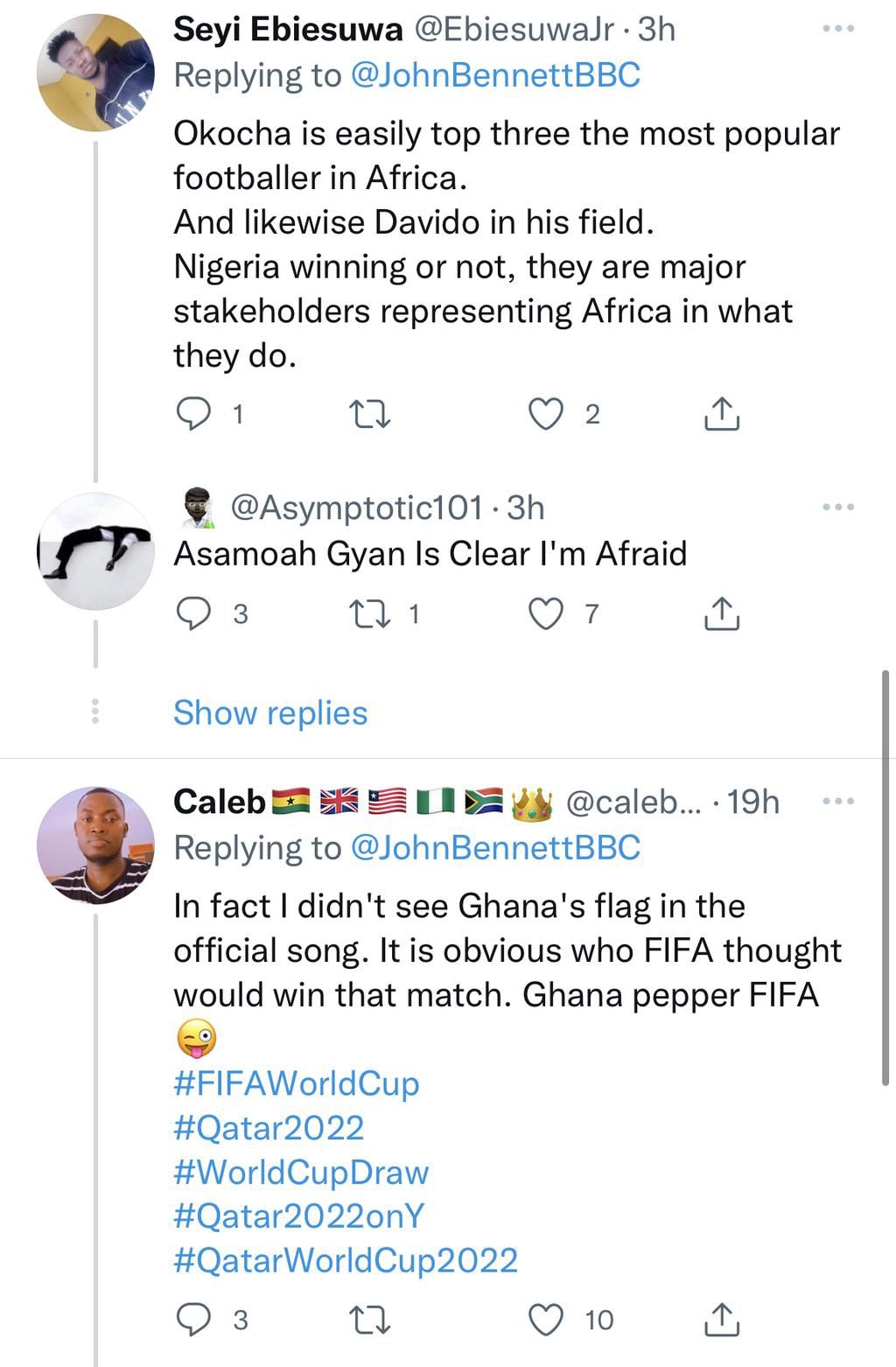 FIFA thought Nigerian will beat Ghana; BBC reporter says over Davido's feature On World Cup song