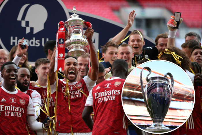 Arsenal celebrating their 14th FA Cup triumph in 2020
