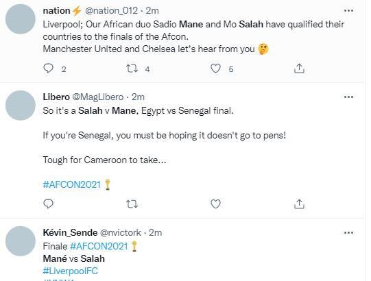 Tweets about Salah and Mane