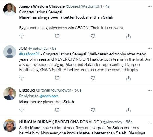 Tweets about Mane and Salah