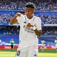 Vinicius Jr celebrates scoring a goal for Real Madrid by dancing