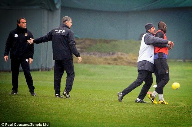 Roberto Mancini and Balotelli had to be separated after a training ground bust up