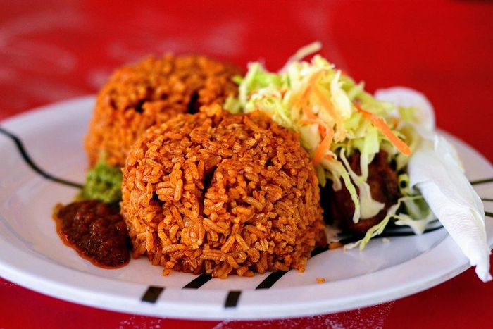 Jollof Rice with Stew is a everyday of the week meal [Wikipedia]