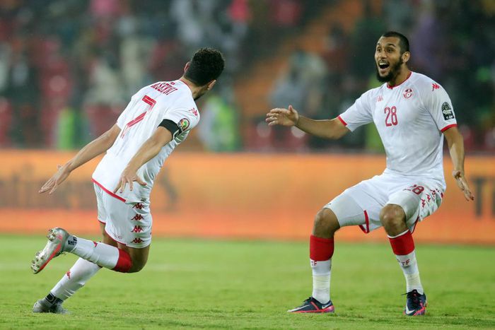 Youssef Msakni celebrates the decisive winning goal.