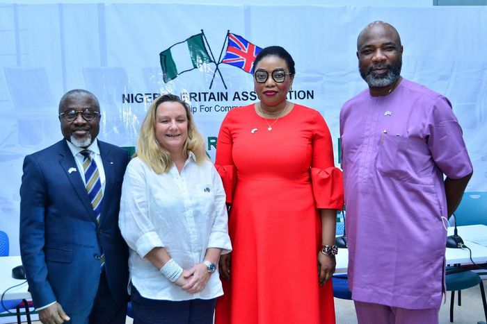L-R: The Honorary Treasurer of the Nigeria-Britain Association (N-BA), Mr. Sola Oyetayo; Vice President, N-BA, Mrs. Lucy Pearson; the President, N-BA, Ms. Abimbola Okoya; and the Honorary Secretary, Mr. Ademola Sanya, during the 53rd Annual General Mee...