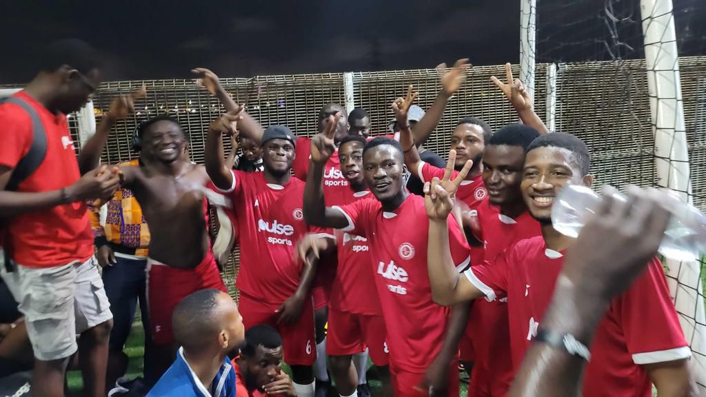 Pulse Sports FC celebrates the hard-fought win.