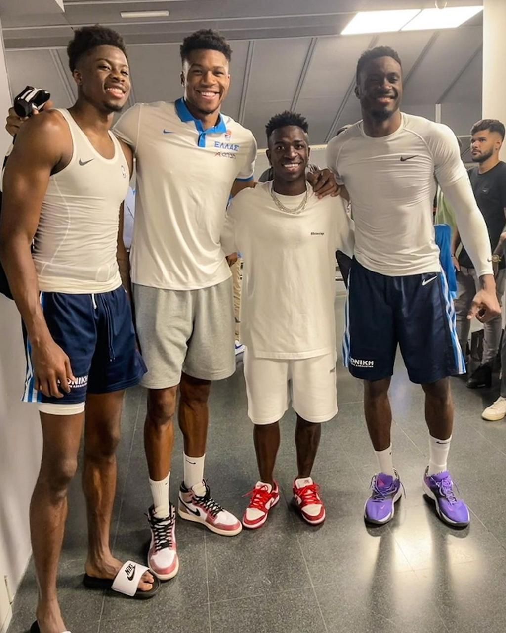 Giannis Antetokounmpo teams up with Real Madrid star Vinícius Jr [Photos]