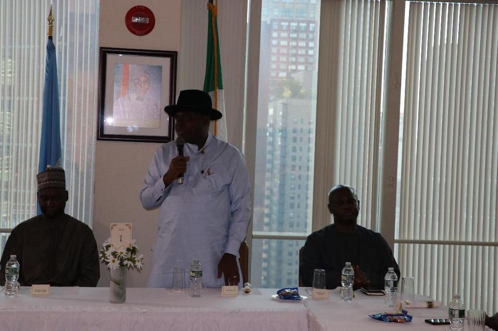 Gov. Douye Diri of Bayelsa addressing a dinner in his honour organised by the Consulate General of Nigeria in New York at Nigeria House, New York.