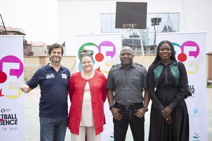 L-R: AFD Country Director, Xavier Muron; French Ambassador to Nigeria, Her Excellency, Emmanuelle Blatmann; Executive Chairman, Lagos State Sports Commission, Sola Aiyepeku and Vice President NBA Africa & Country Head, NBA Nigeria, Gbemisola Abudu at t...