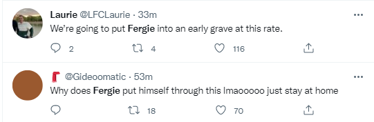 This team go give Fergie stroke one of these days - Reactions as Salah, Diaz and Mane help Liverpool thrash Manchester United 4-0 at Anfield.