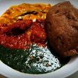 A plate of amala and ewedu soup