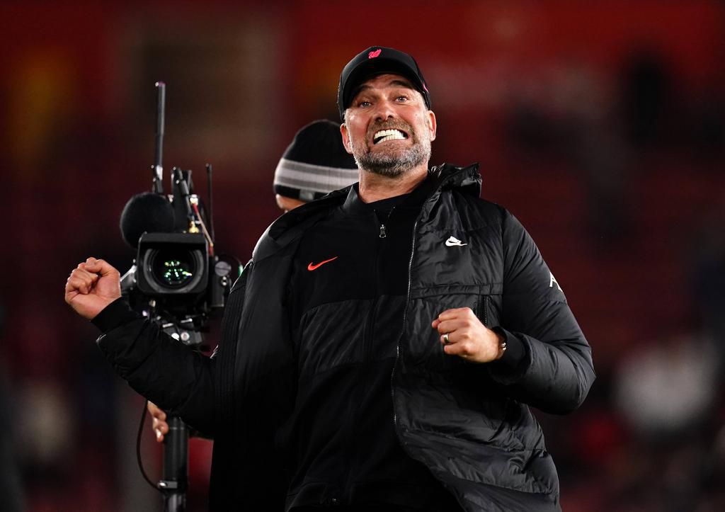 Liverpool Manager Jurgen Klopp celebrates his side's comeback win over Southampton