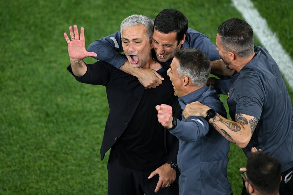 Jose Mourinho celebrates his fifth European triumph.