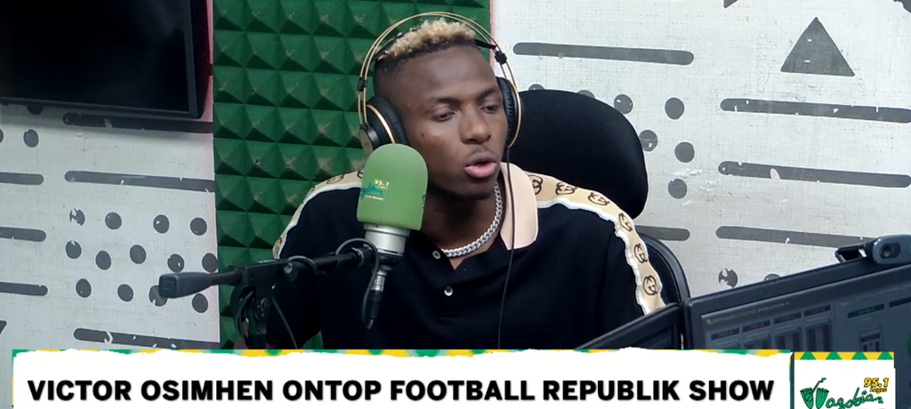 Victor Osimhen during the session with Wazobia's Buchi Laba