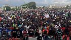 #EndSARS protesters at Lekki Tollgate protesting against police brutality and bad governance in Nigeria (ThisDay)